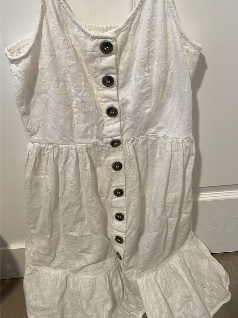 Lane Bryant White Eyelet Button-Front Midi Dress